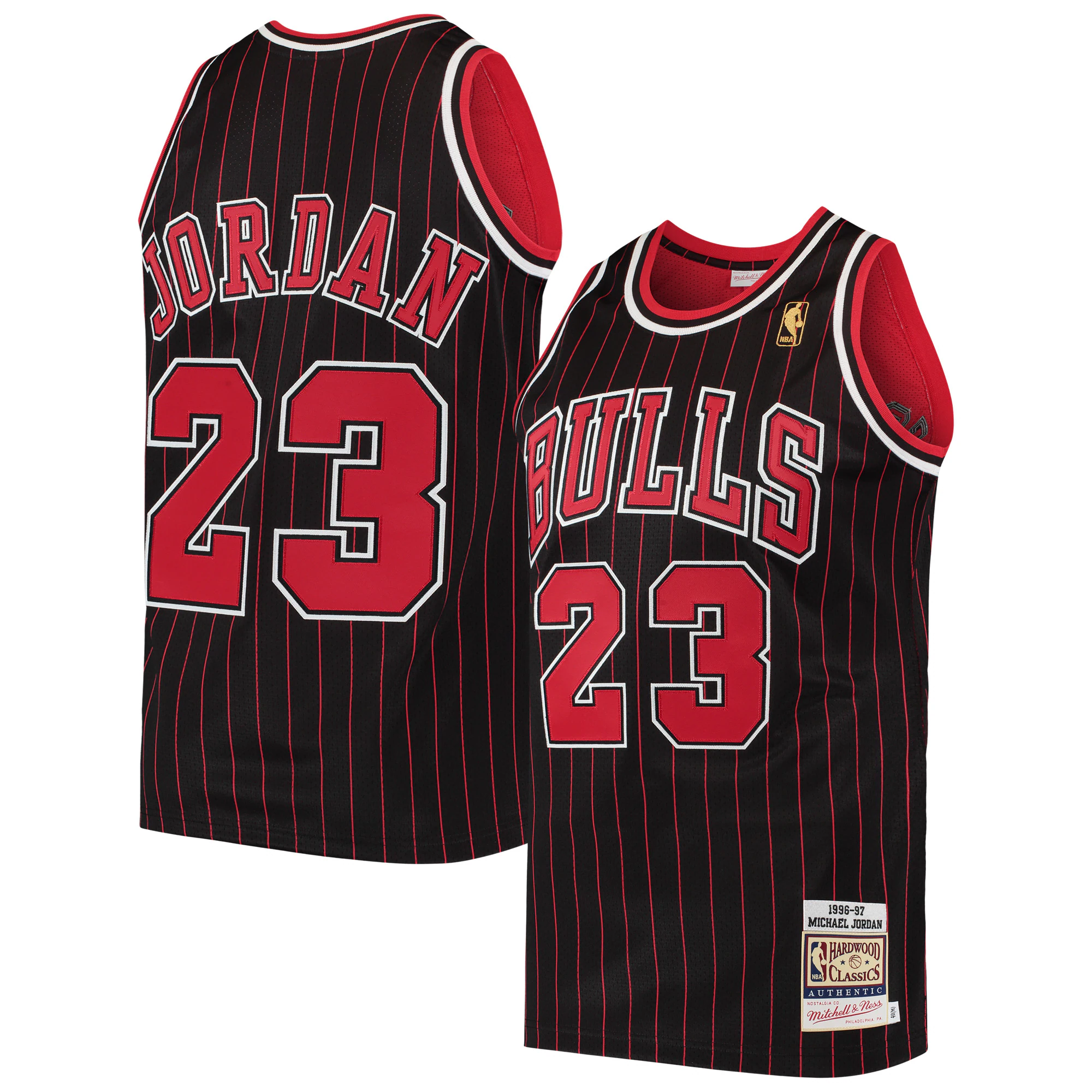 Alternative view of Michael Jordan Chicago Bulls Mitchell & Ness 1996 Hardwood Classics Authentic Jersey - Black