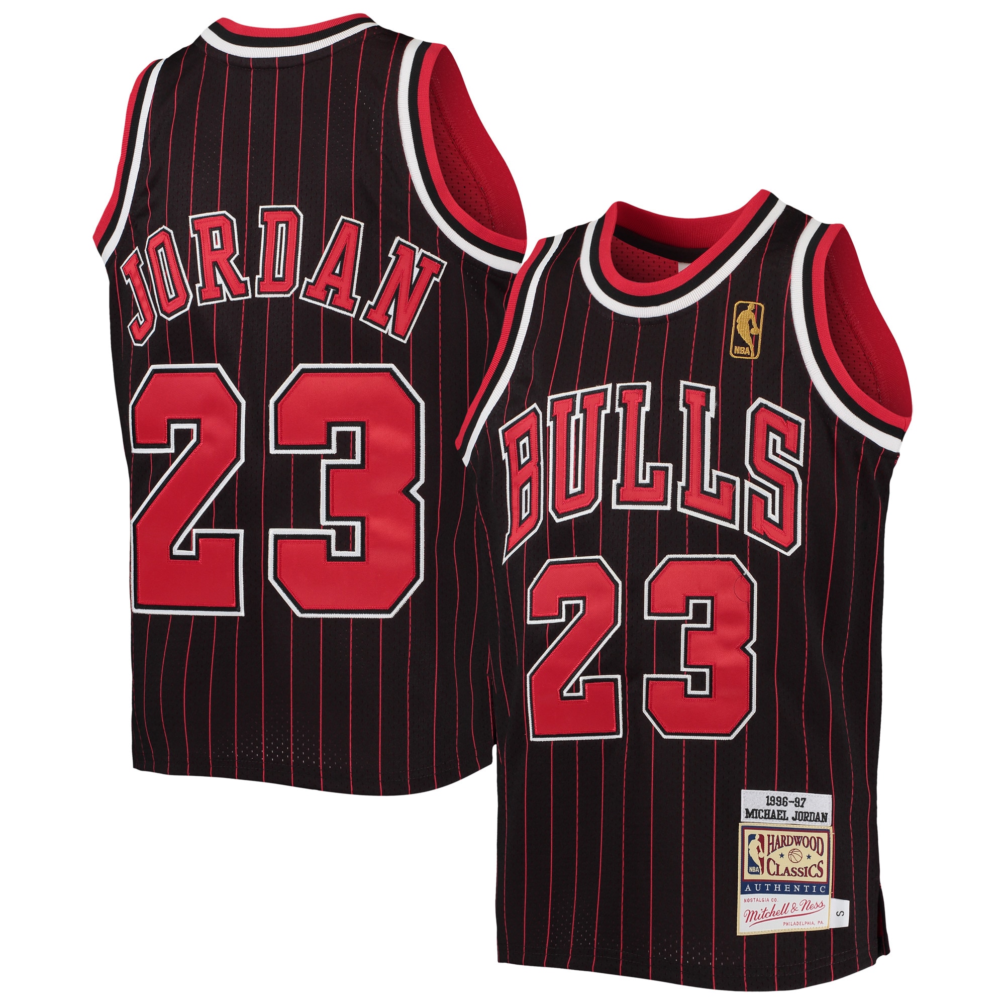 Michael Jordan Chicago Bulls Mitchell & Ness Youth 1996-97 Hardwood Classics Authentic Jersey - Black/red