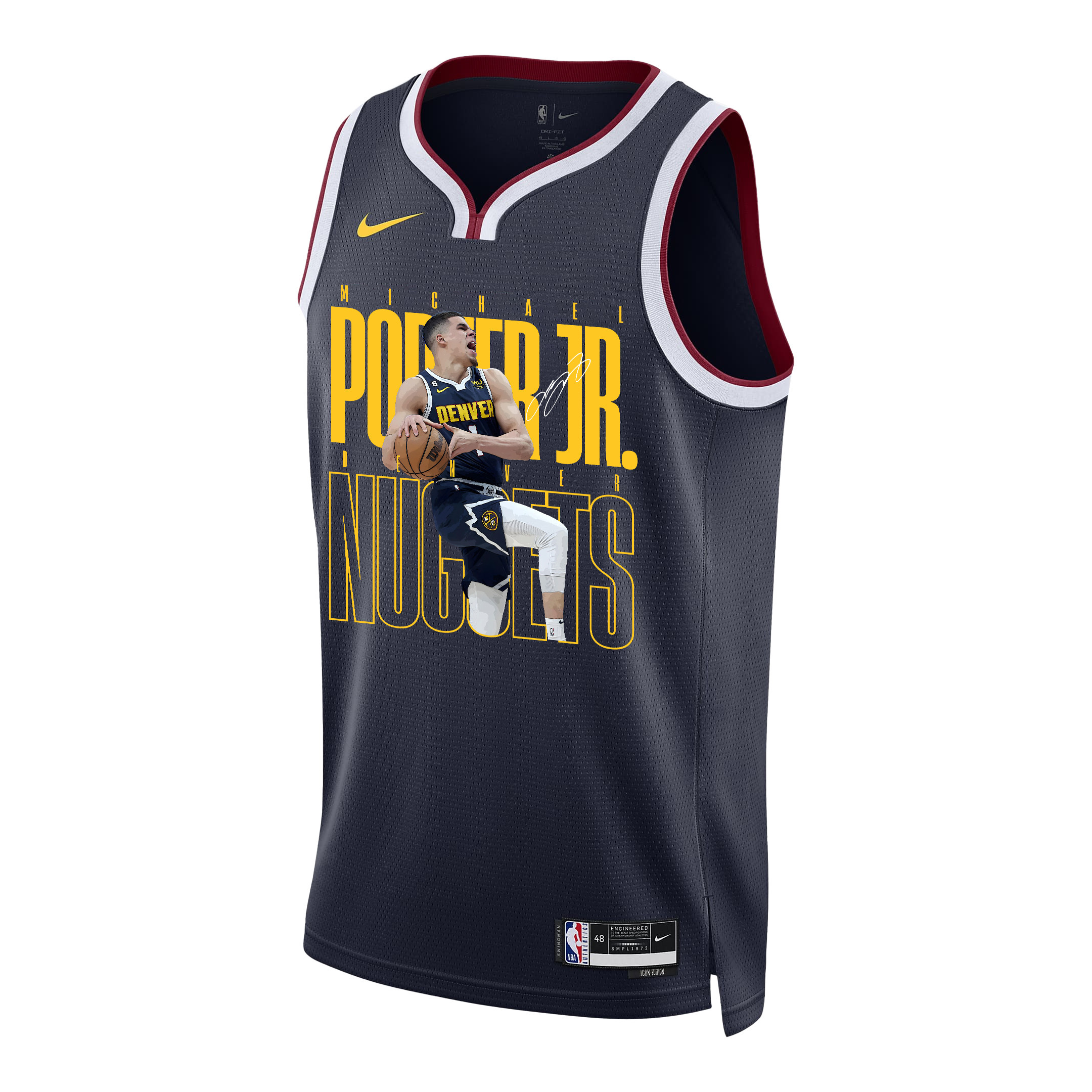 Alternative view of Michael Porter Jr. 1 Denver Nuggets Future Superstar 2023 NBA Champions Swingman Jersey - Black - JS157 