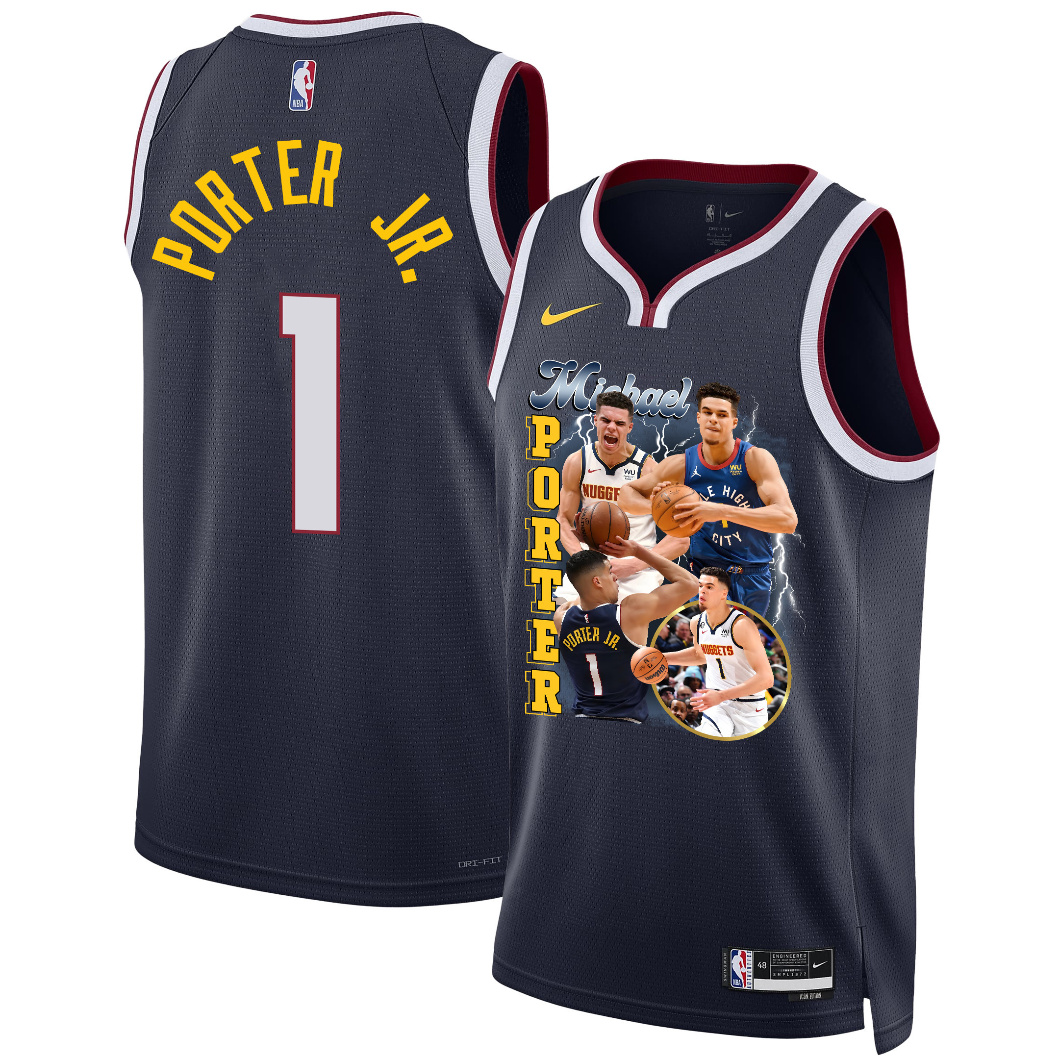 Michael Porter Jr. 1 Denver Nuggets Soaring Forward 2023 NBA Champions Swingman Jersey - Black - JS353 