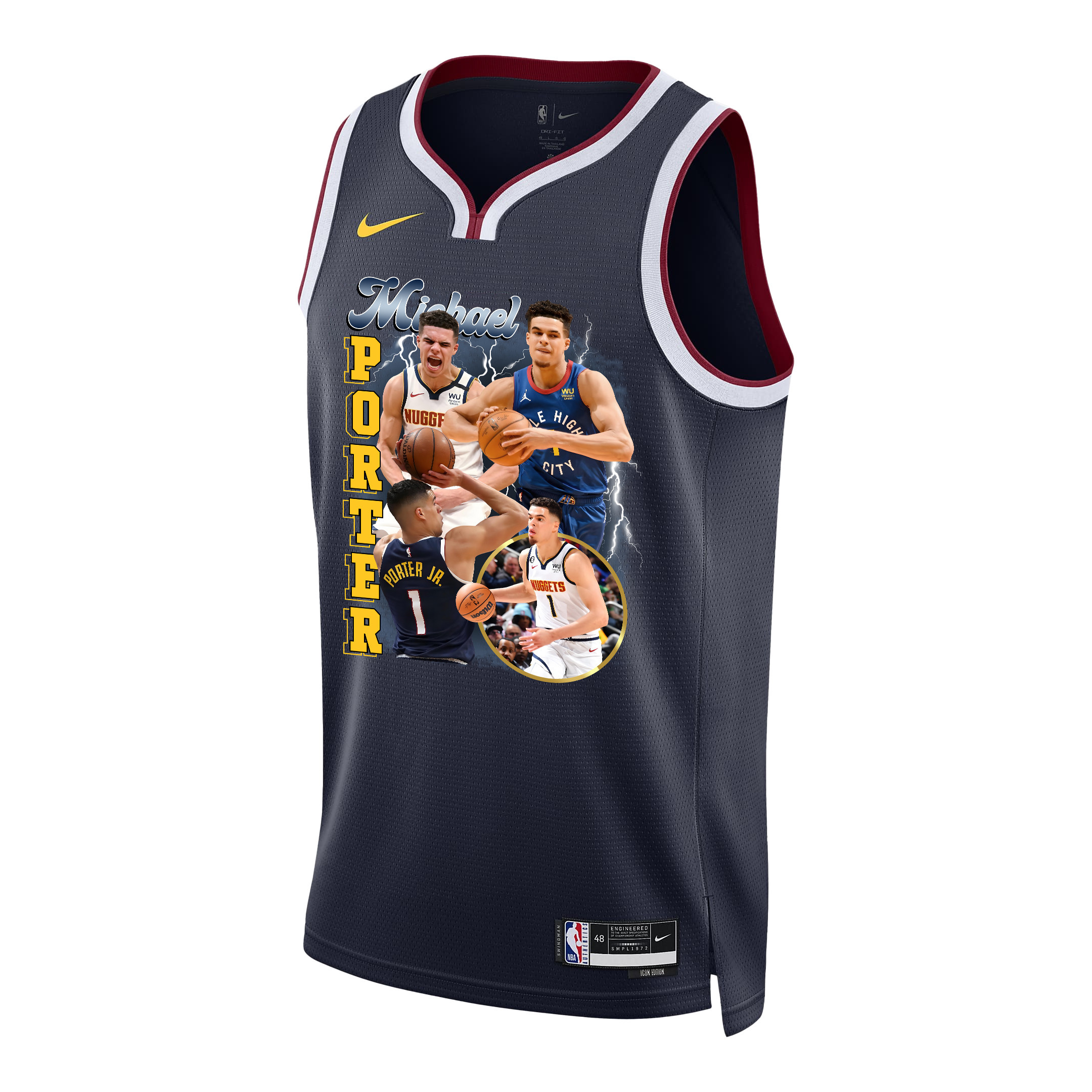 Alternative view of Michael Porter Jr. 1 Denver Nuggets Soaring Forward 2023 NBA Champions Swingman Jersey - Black - JS353 