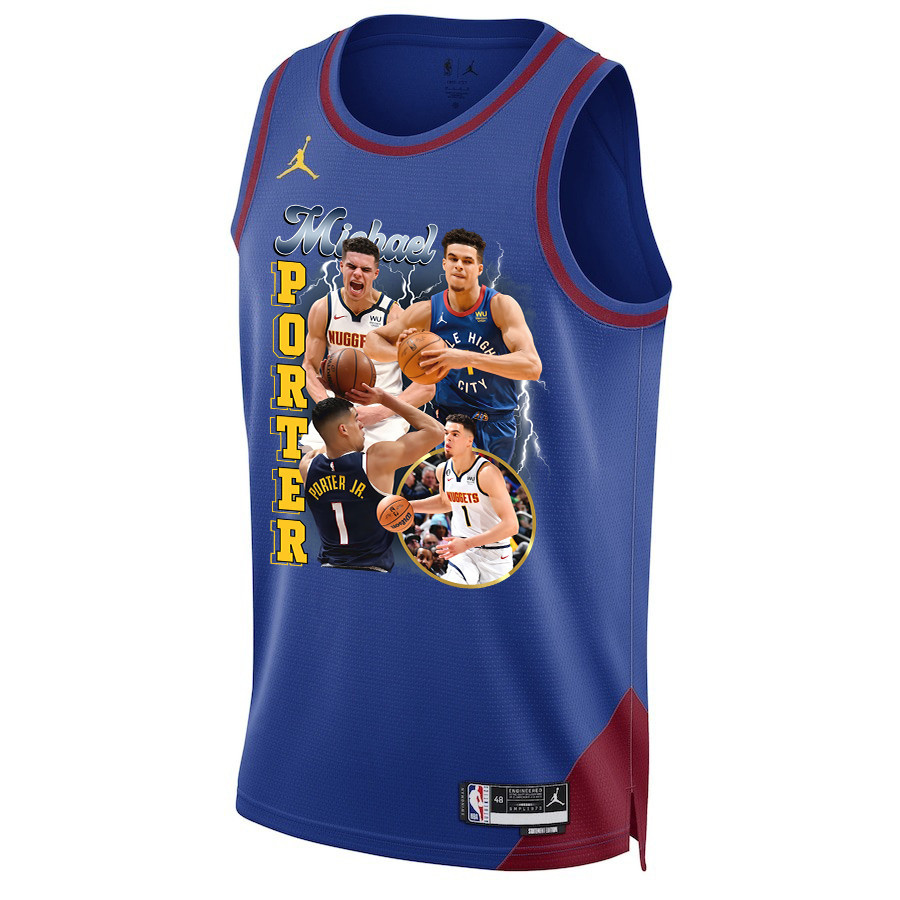 Alternative view of Michael Porter Jr. 1 Denver Nuggets Soaring Forward 2023 NBA Champions Swingman Jersey - Blue - JS129 
