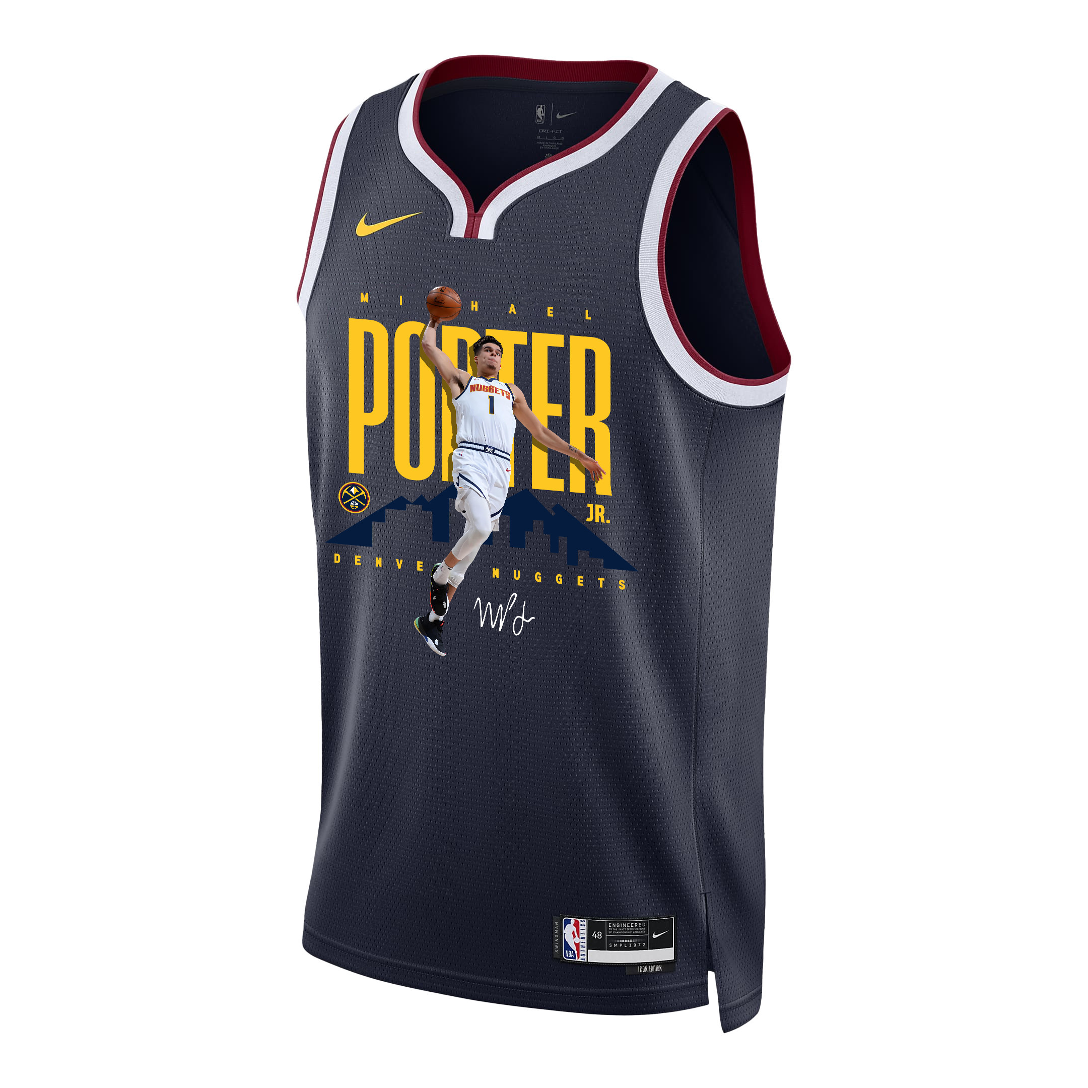 Alternative view of Michael Porter Jr. 1 Denver Nuggets X-Factor Player 2023 NBA Champions Swingman Jersey - Black - JS268 