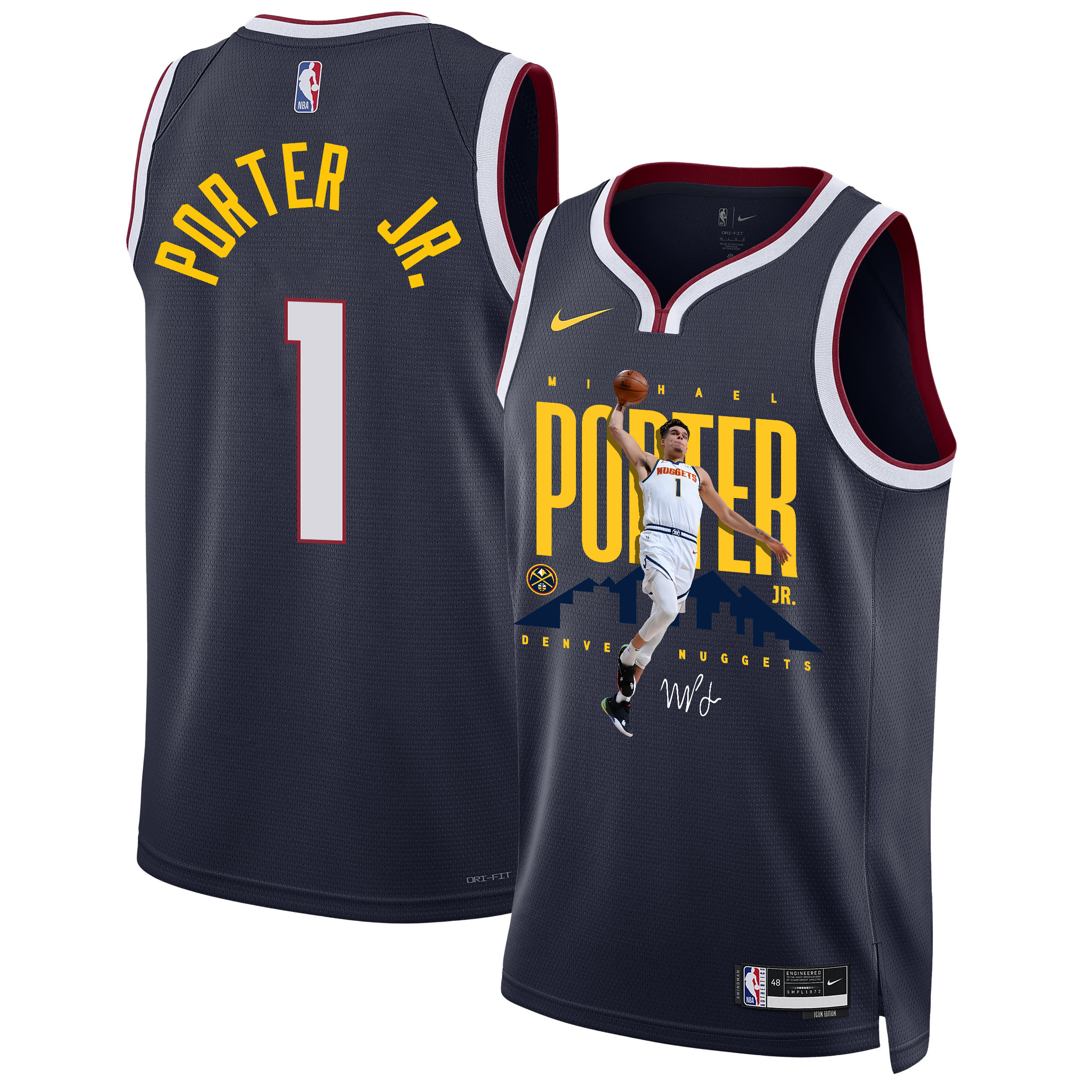 Michael Porter Jr. 1 Denver Nuggets X-Factor Player 2023 NBA Champions Swingman Jersey - Black - JS268 