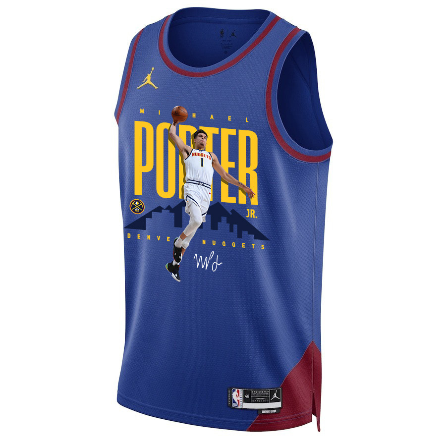 Alternative view of Michael Porter Jr. 1 Denver Nuggets X-Factor Player 2023 NBA Champions Swingman Jersey - Blue - JS692 