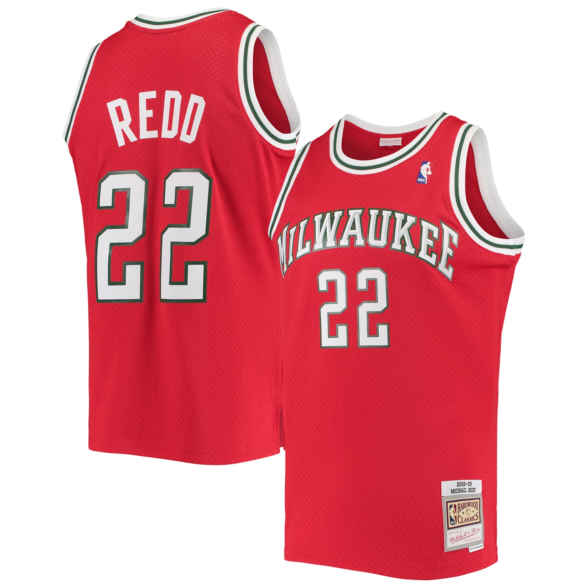 Alternative view of Michael Redd Milwaukee Bucks Mitchell & Ness 2001/02 Hardwood Classics Swingman Jersey - Red