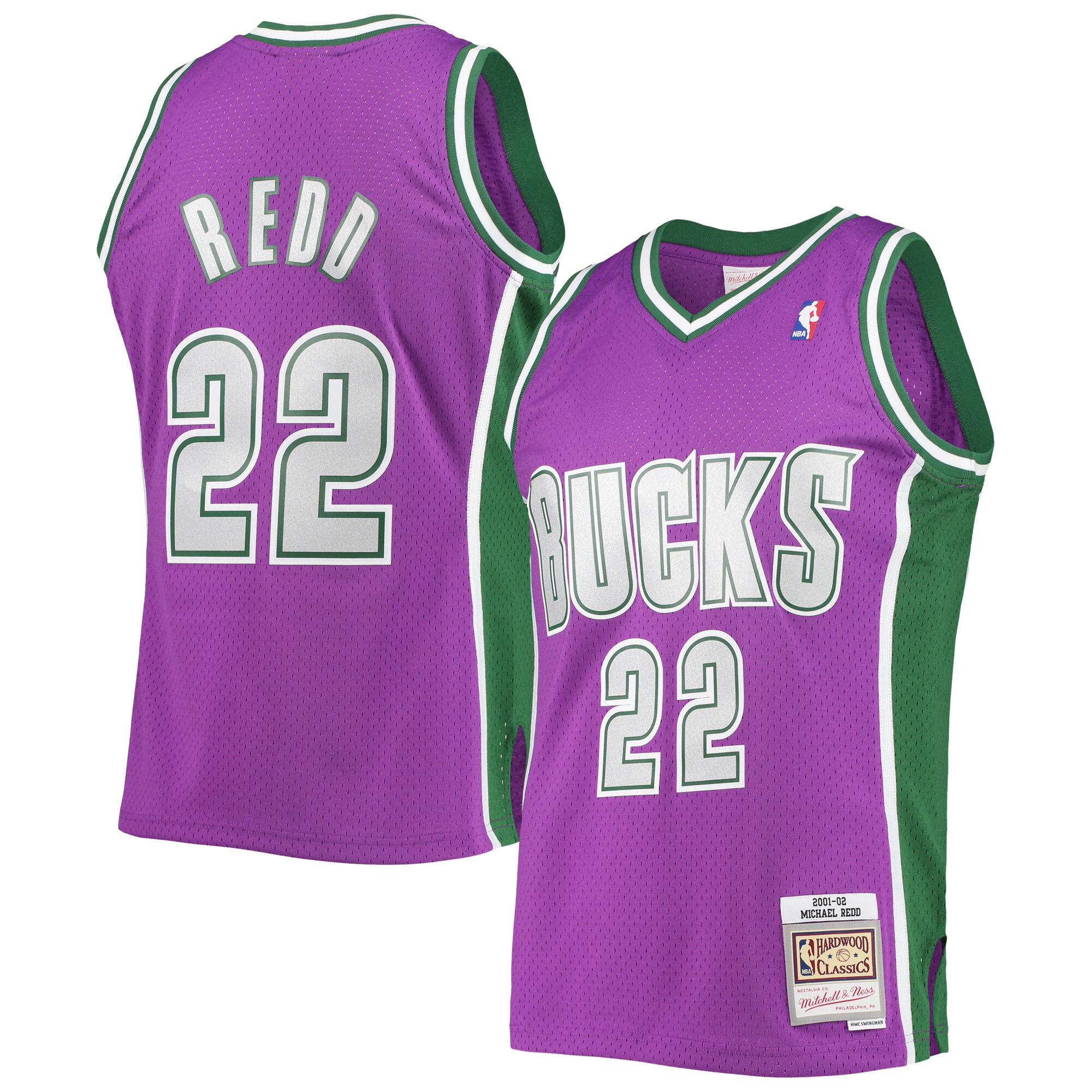 Alternative view of Michael Redd Milwaukee Bucks Mitchell & Ness Hardwood Classics Swingman Jersey – Purple