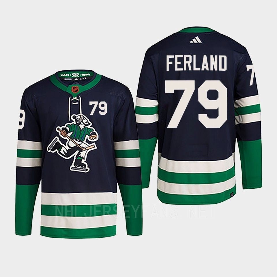 Micheal Ferland 79 Reverse Retro 2.0 2022 Vancouver Canucks Navy Jersey Primegreen - JS325 