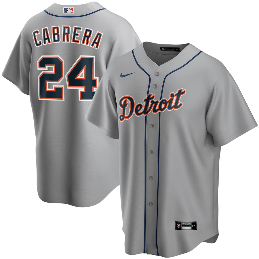 Miguel Cabrera Detroit Tigers Road 2020 Replica Player Jersey ÃƒÂ¢Ã¢â€šÂ¬Ã¢â‚¬Å“ Gray