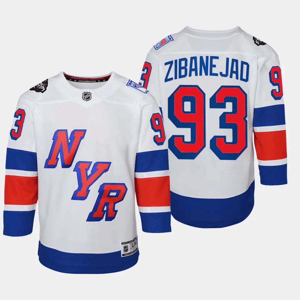 Mika Zibanejad 93 New York Rangers 2024 NHL YOUTH Stadium Series Jersey - White - JS975 