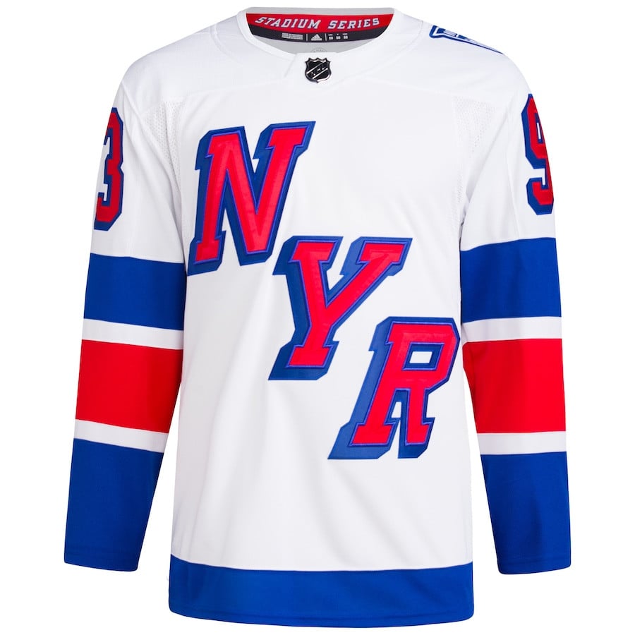 Alternative view of Mika Zibanejad 93 New York Rangers 2024 Stadium Series Primegreen Men Jersey - White - JS734 