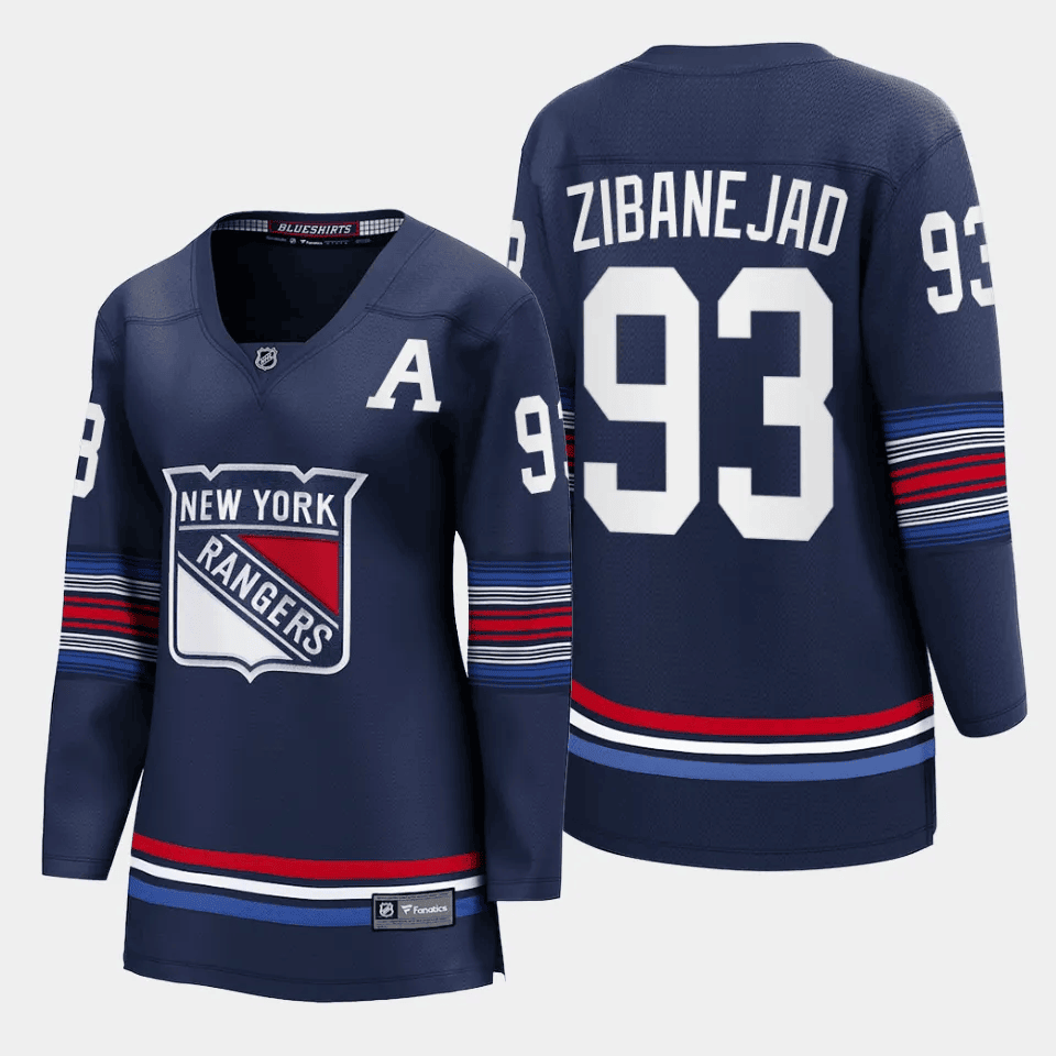 Mika Zibanejad 93 New York Rangers Women Alternate Premier Breakaway Jersey - Navy - JS596 