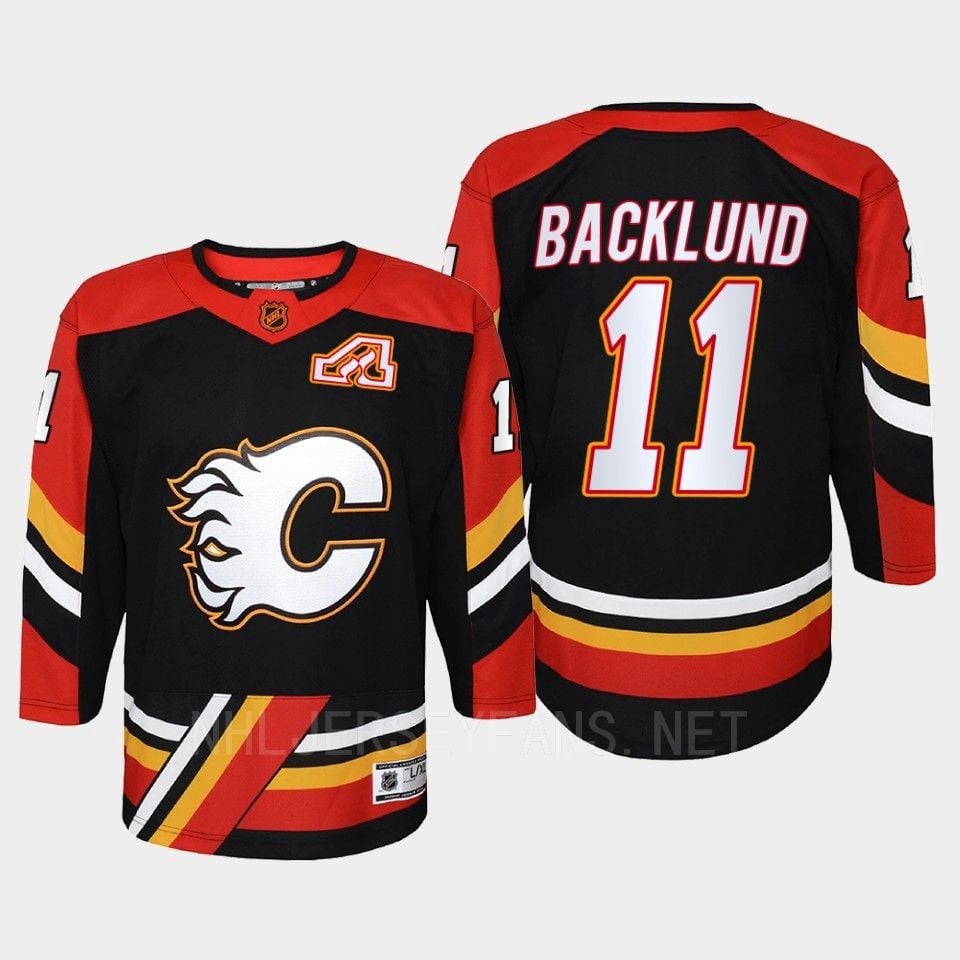 Mikael Backlund 11 Calgary Flames 2022 Special Edition 2.0 Retro Youth Jersey Black - JS335 