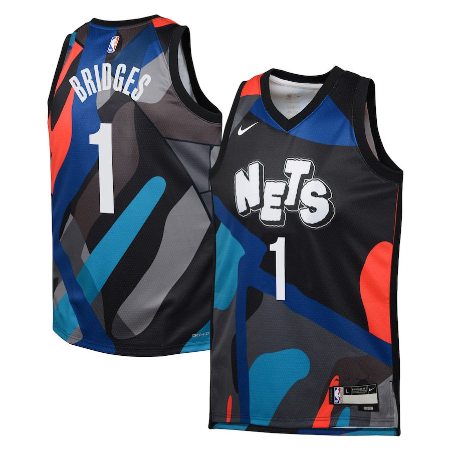 Mikal Bridges 1 Brooklyn Nets 2023/24 City Edition Swingman YOUTH Jersey - Black - JS516 