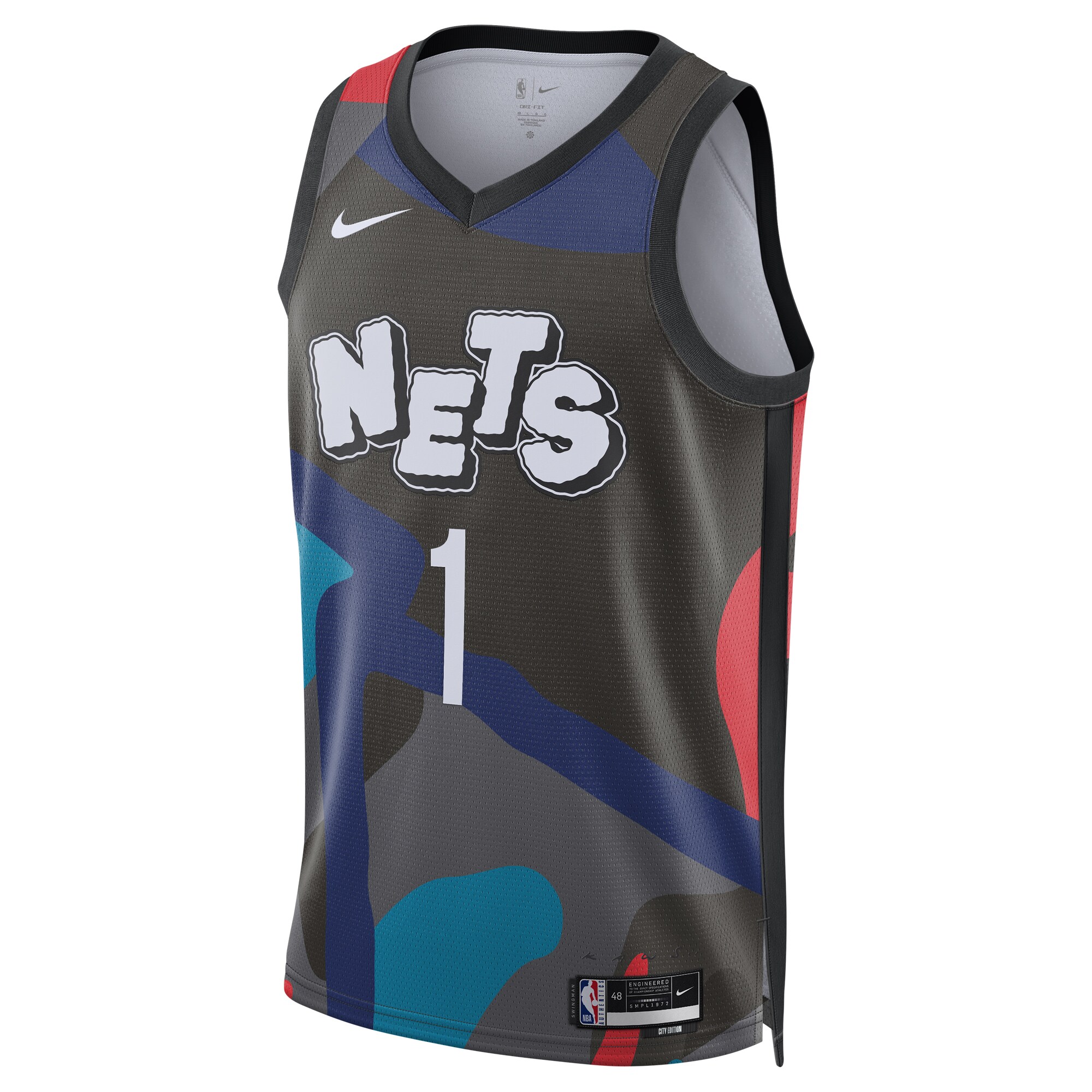 Alternative view of Mikal Bridges Brooklyn Nets Unisex 2023/24 Swingman Jersey - Black - City Edition