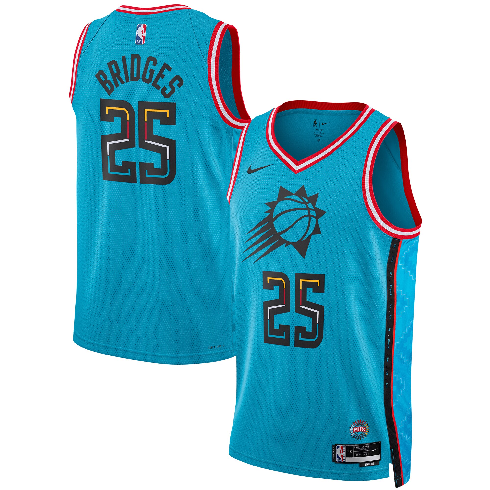 Mikal Bridges Phoenix Suns Unisex 2022/23 Swingman Jersey - City Edition - Turquoise