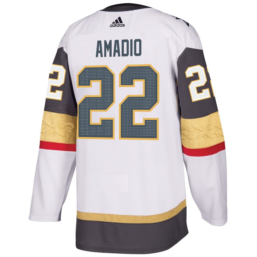 Alternative view of Mike Amadio 22 Vegas Golden Knights Stanley Cup 2023 Champions Patch Away Breakaway Men Jersey - White - JS250 