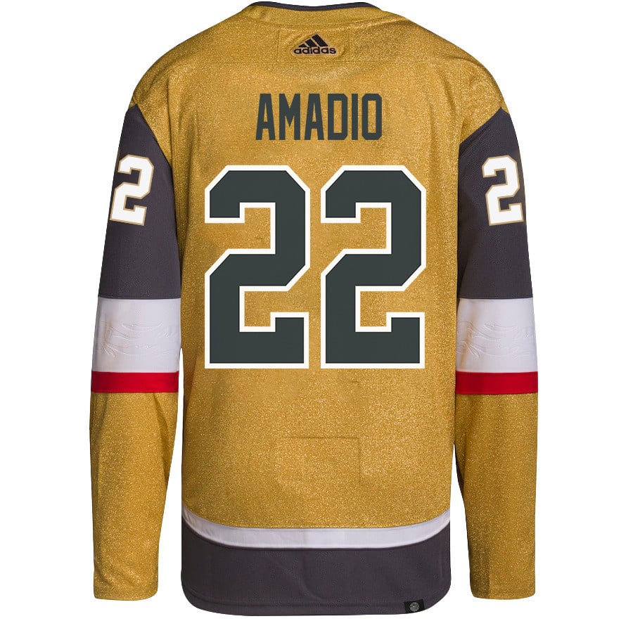 Alternative view of Mike Amadio 22 Vegas Golden Knights Stanley Cup 2023 Champions Patch Home Breakaway Men Jersey - Gold - JS419 