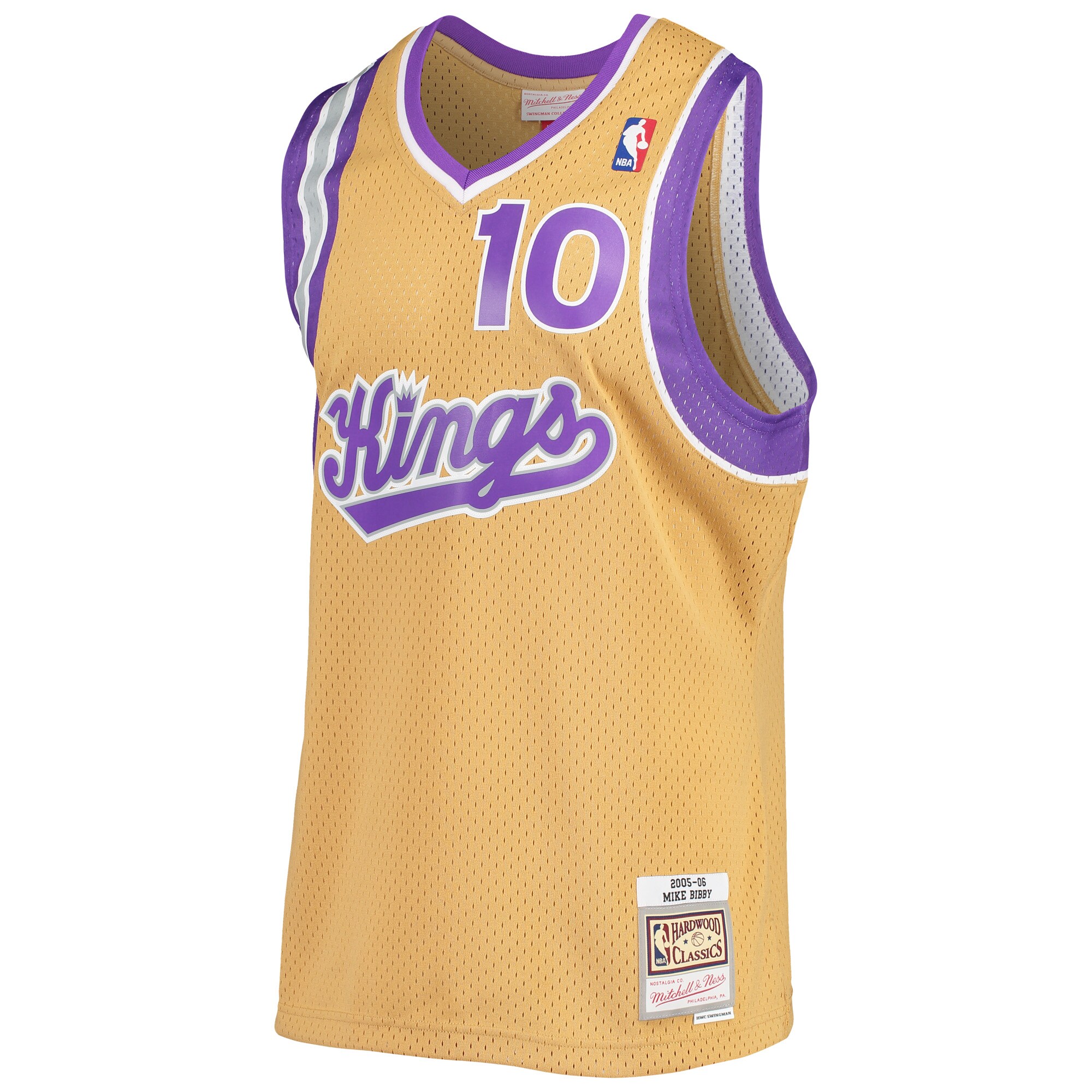 Alternative view of Mike Bibby Sacramento Kings Mitchell & Ness 2005/06 Hardwood Classics Swingman Jersey - Gold