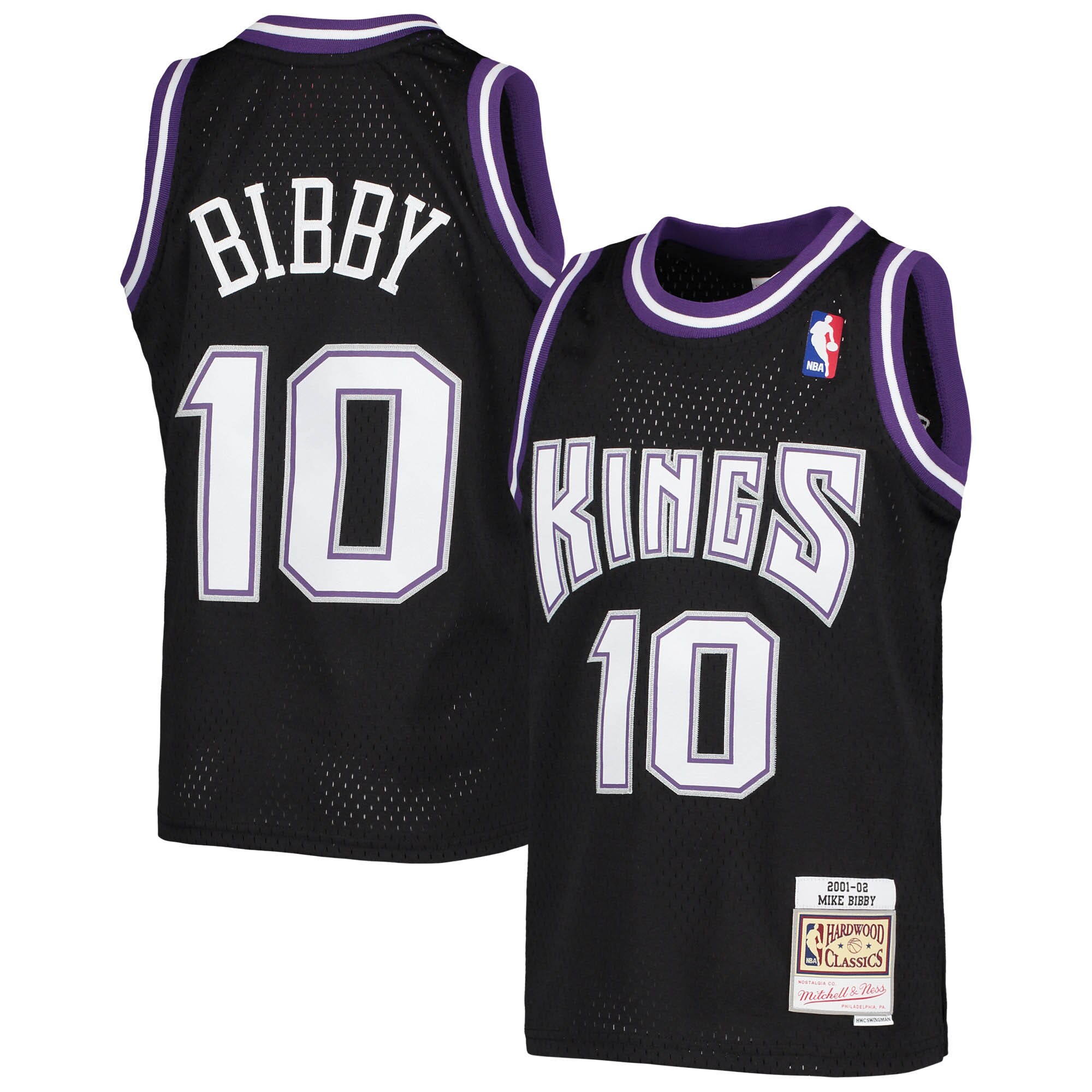 Alternative view of Mike Bibby Sacramento Kings Mitchell & Ness Youth 2001-02 Hardwood Classics Swingman Jersey - Black