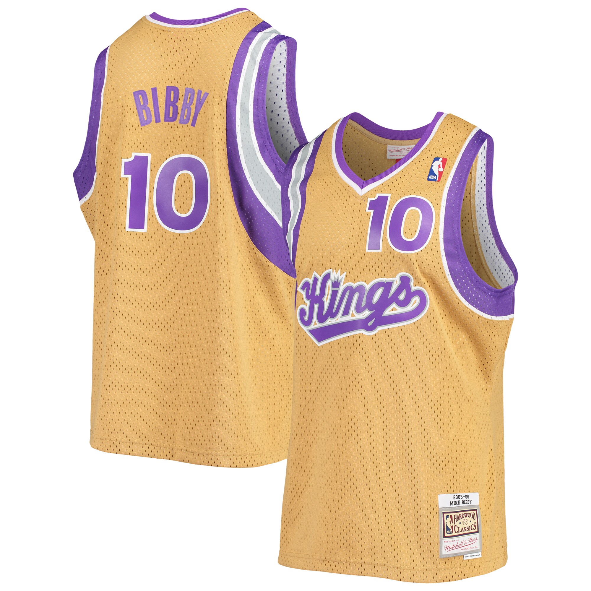 Alternative view of Mike Bibby Sacramento Kings Mitchell & Ness 2005/06 Hardwood Classics Swingman Jersey - Gold