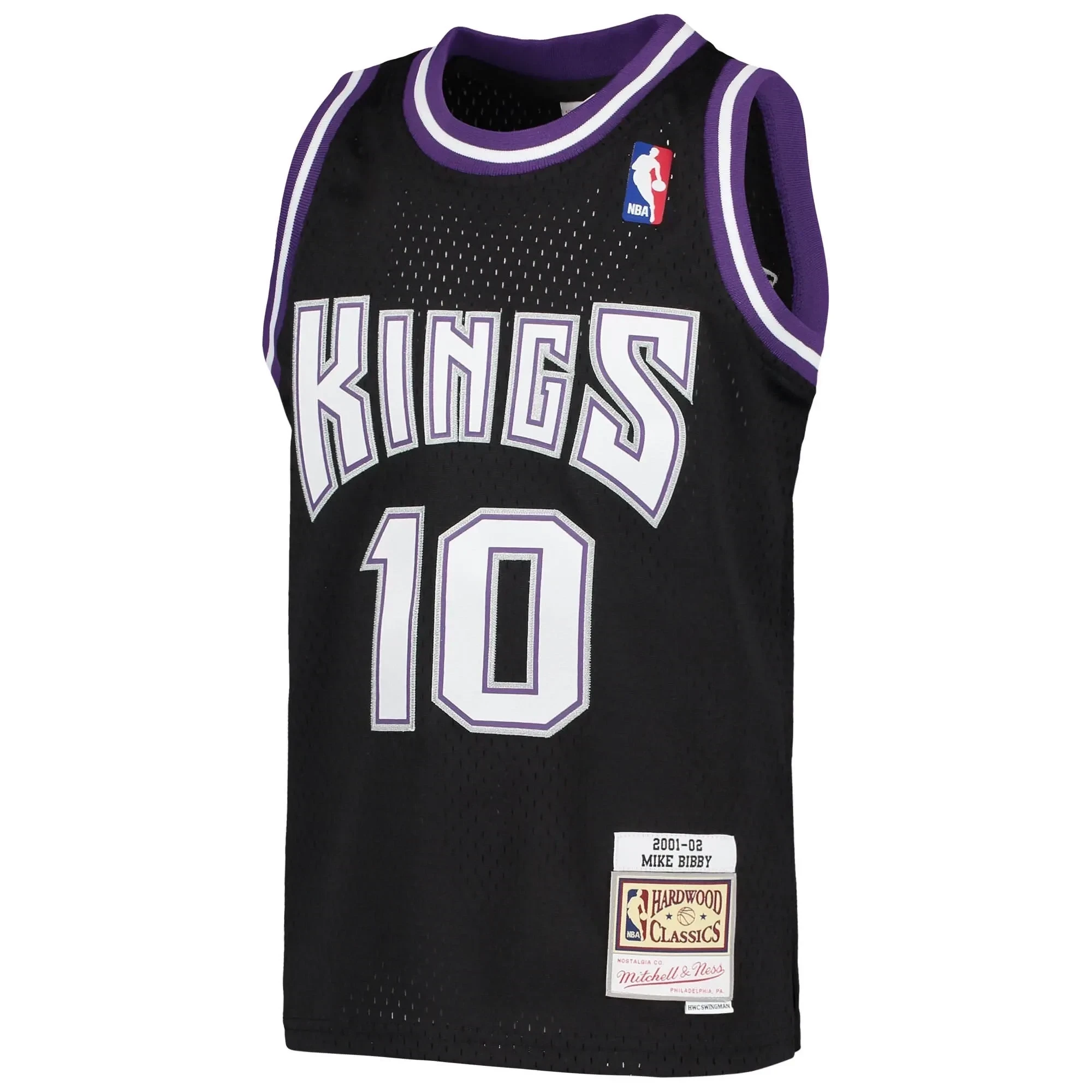 Alternative view of Mike Bibby Sacramento Kings Mitchell & Ness Youth 2001-02 Hardwood Classics Swingman Jersey - Black - JS772 