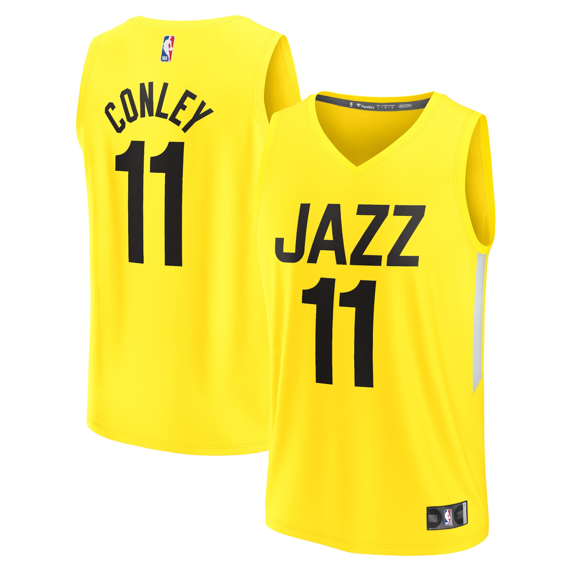 Alternative view of Mike Conley Utah Jazz Fanatics Branded Fast Break Replica Jersey - Icon Edition - Yellow