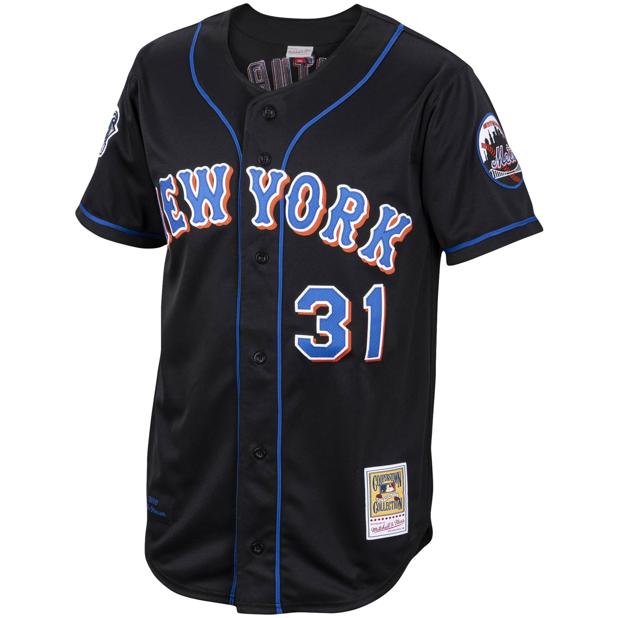 Alternative view of Mike Piazza New York Mets Mitchell & Ness Alternate 2000 Cooperstown Collection Authentic Jersey - Black