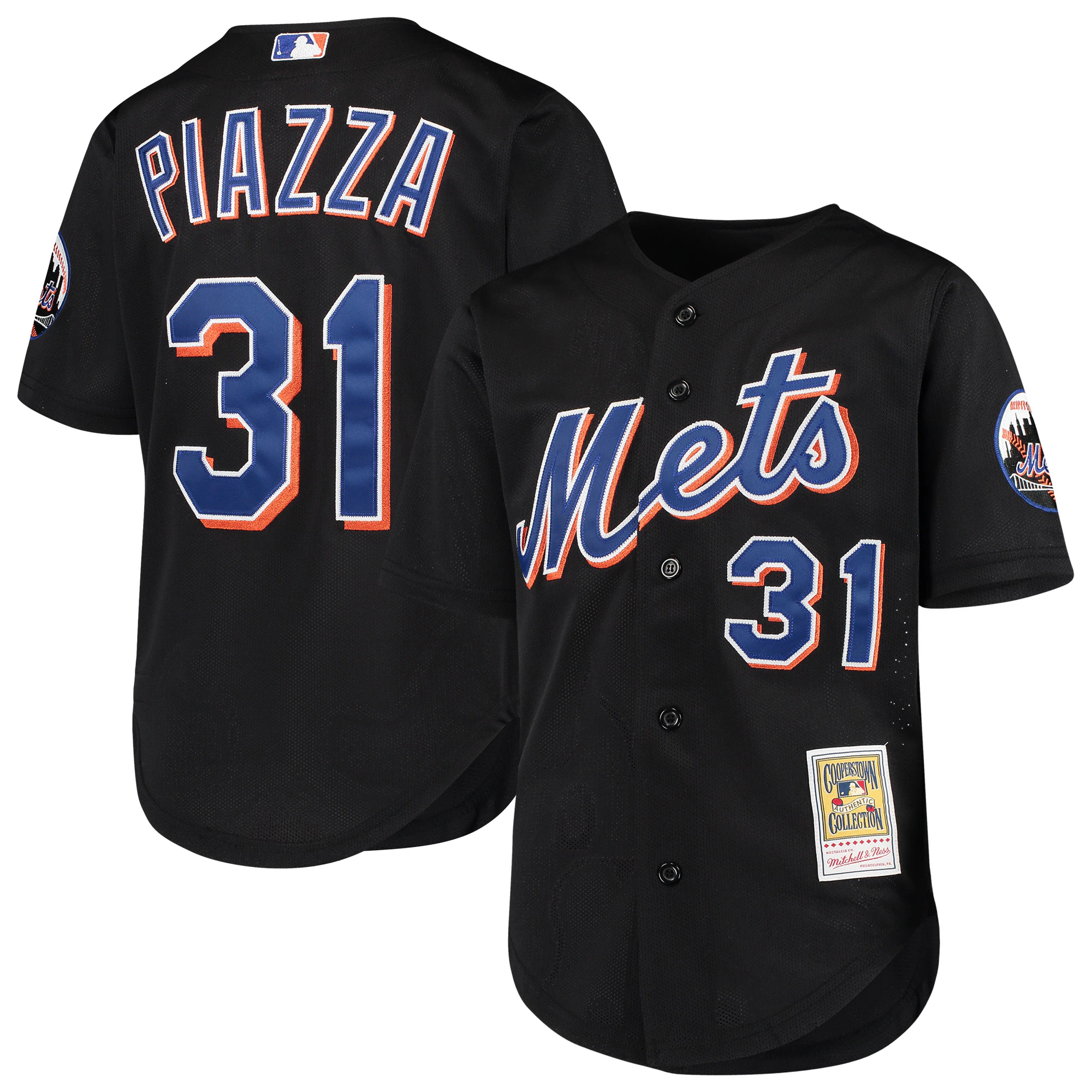 Alternative view of Mike Piazza New York Mets Mitchell & Ness Youth Cooperstown Collection Mesh Batting Practice Jersey - Black