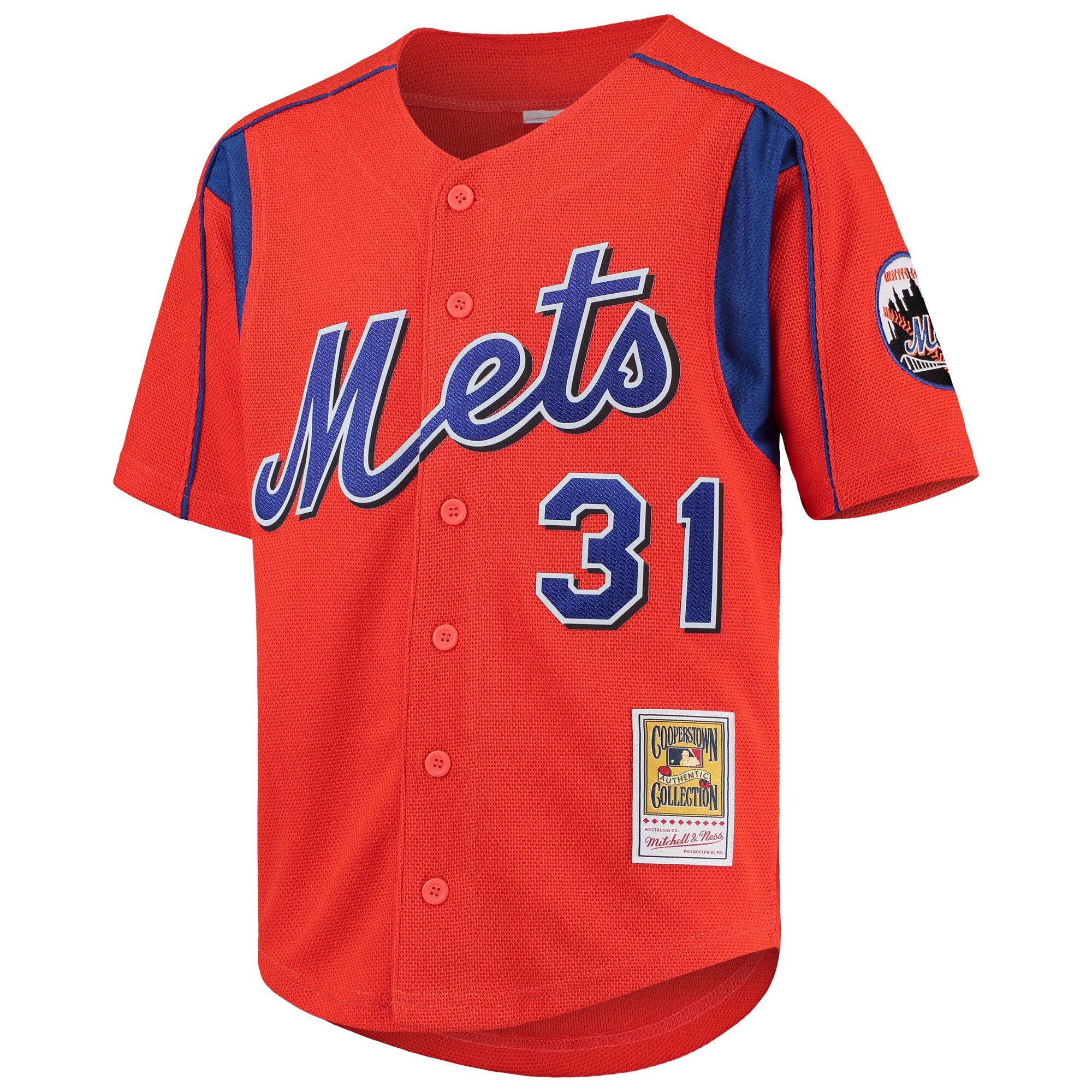 Alternative view of Mike Piazza New York Mets Mitchell & Ness Youth Cooperstown Collection Mesh Batting Practice Jersey - Orange