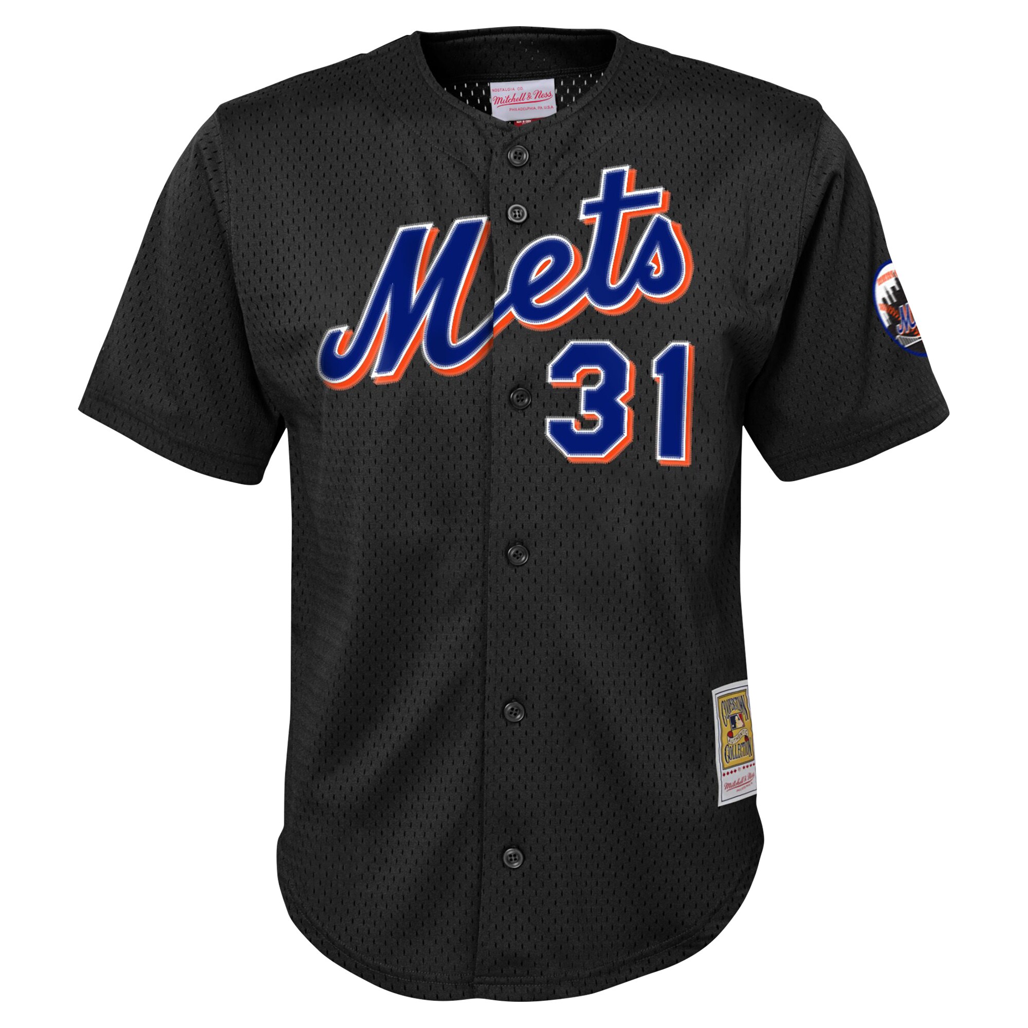 Alternative view of Mike Piazza New York Mets Mitchell & Ness Youth Cooperstown CollectionÃƒâ€šÃ‚Â mesh Batting Practice Jersey - Black