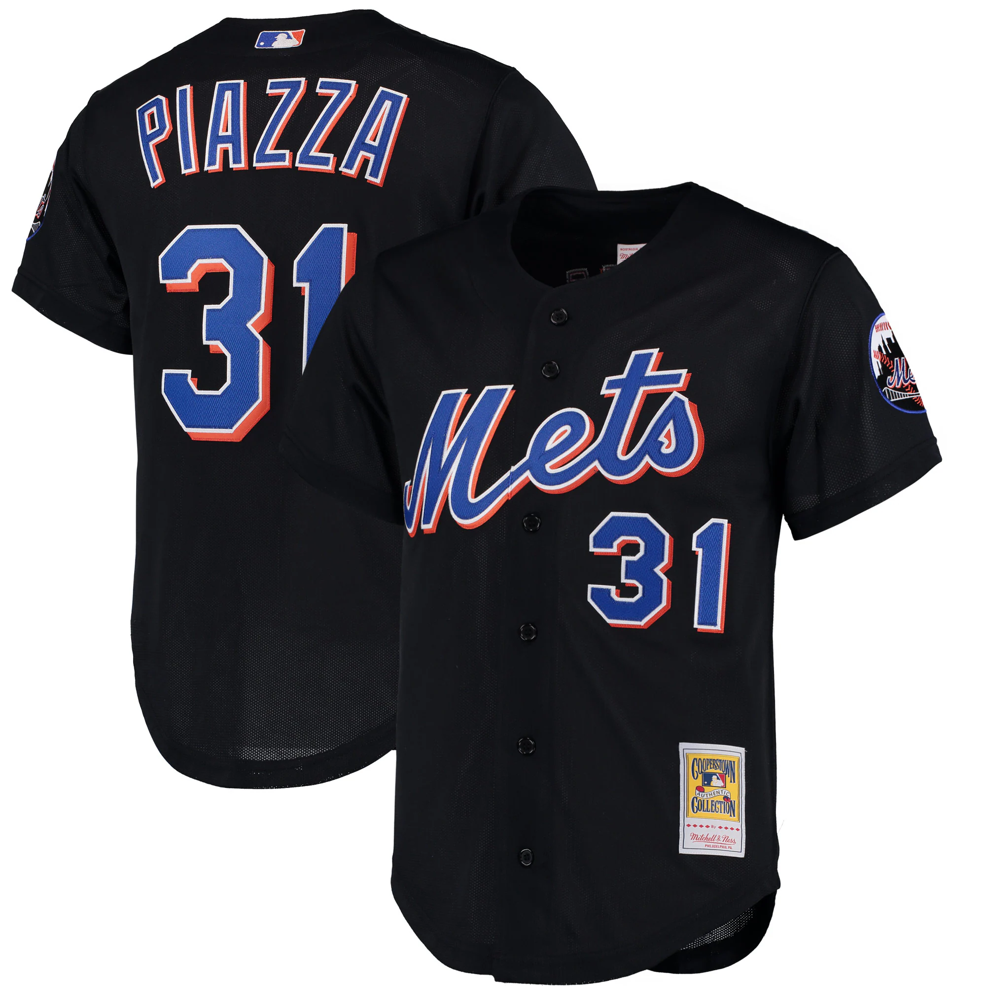 Alternative view of Mike Piazza New York Mets Mitchell & Ness Cooperstown Collection Mesh Batting Practice Jersey – Black