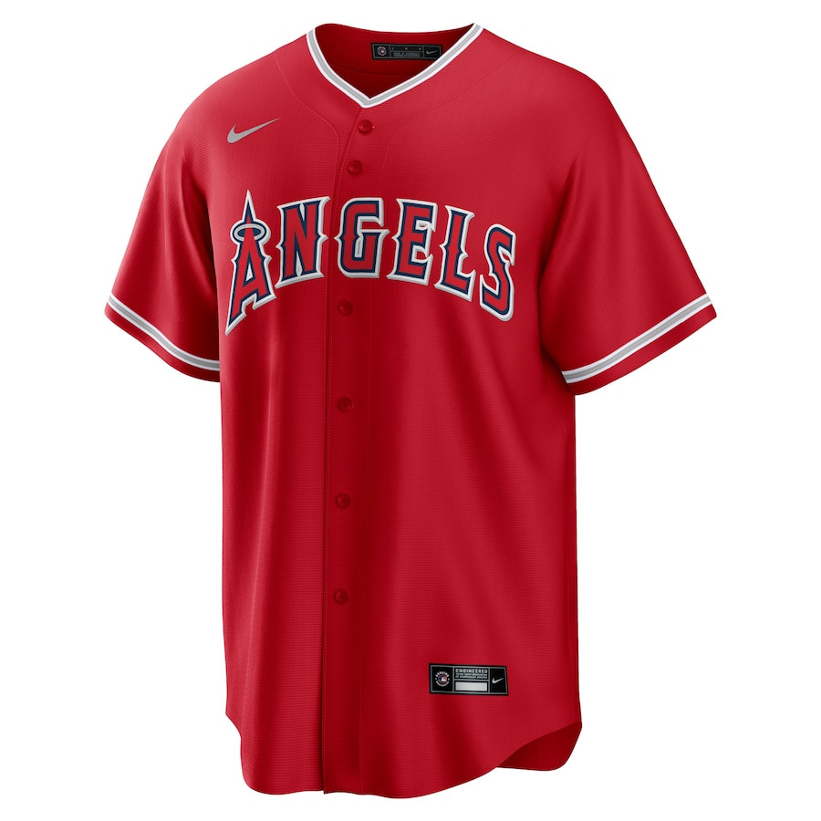 Alternative view of Mike Trout 27 Los Angeles Angels Alternate Men Jersey - Red 