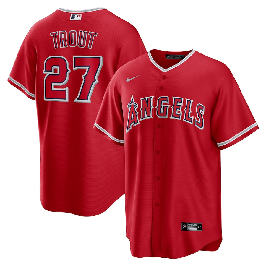 Mike Trout 27 Los Angeles Angels Alternate Men Jersey - Red 