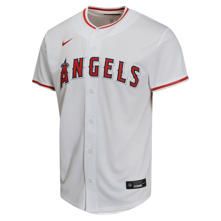 Alternative view of Mike Trout 27 Los Angeles Angels Home Game Player YOUTH Jersey - White 