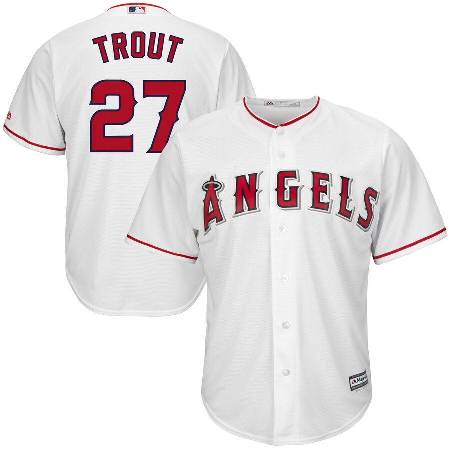 Mike Trout #27 Los Angeles Angels Majestic Big And Tall Cool Base Player Jersey - White