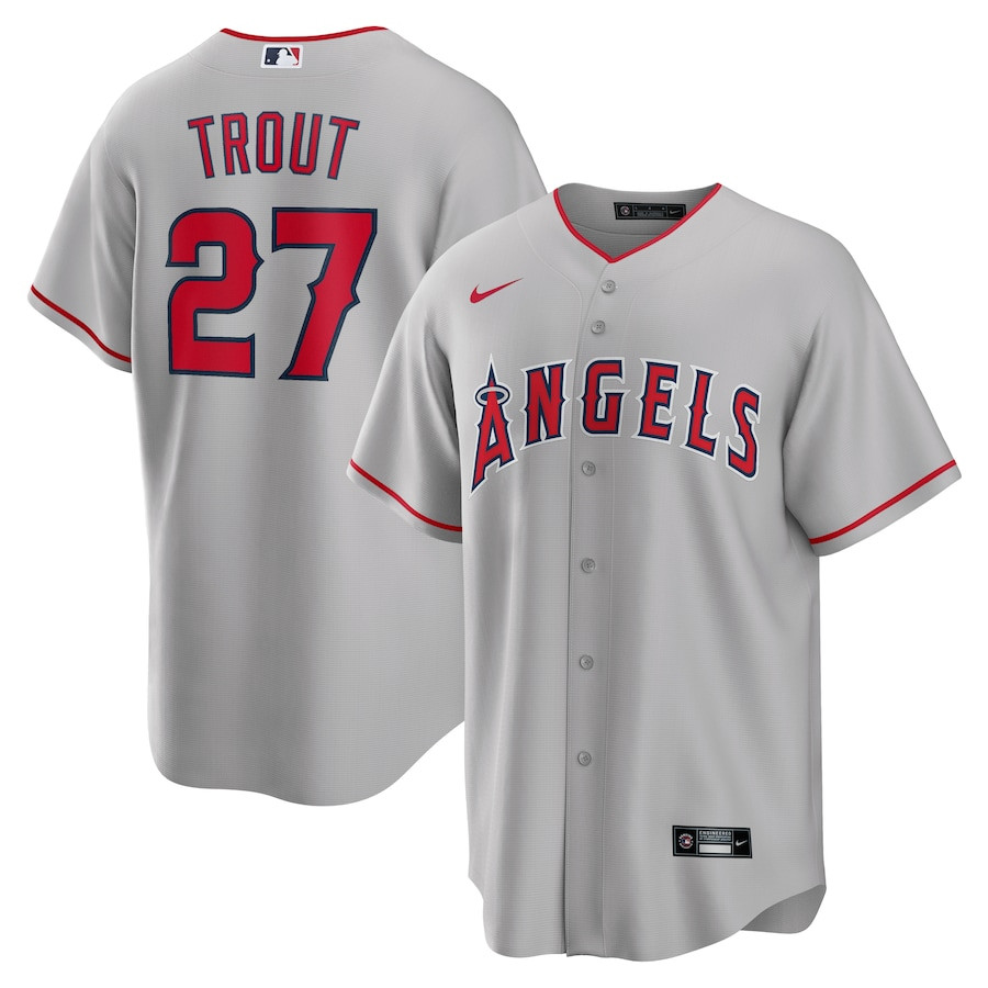 Mike Trout 27 Los Angeles Angels Road Men Jersey - Silver 