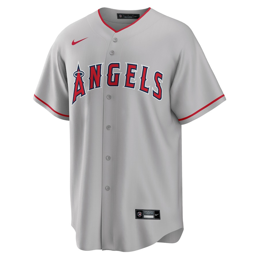 Alternative view of Mike Trout 27 Los Angeles Angels Road Men Jersey - Silver 