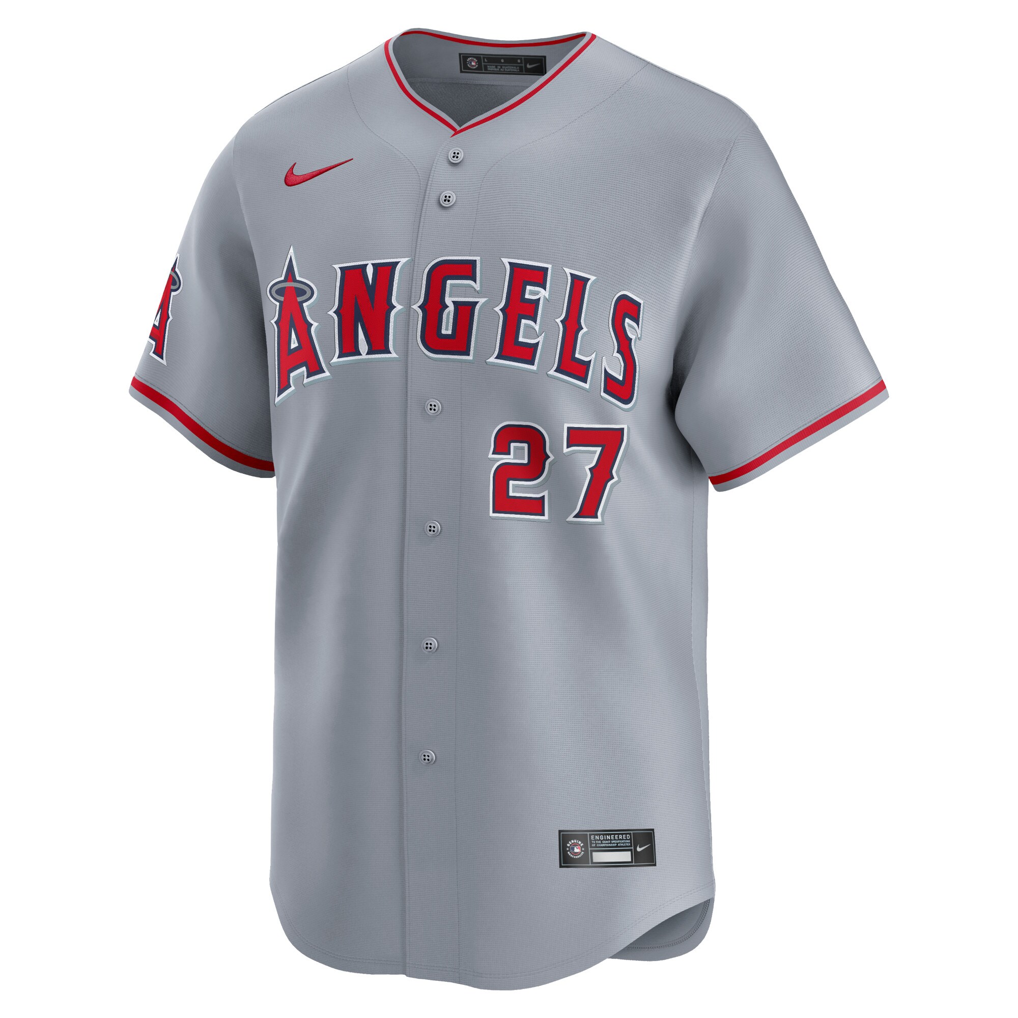 Alternative view of Mike Trout Los Angeles Angels Away Limited Player Jersey - Gray