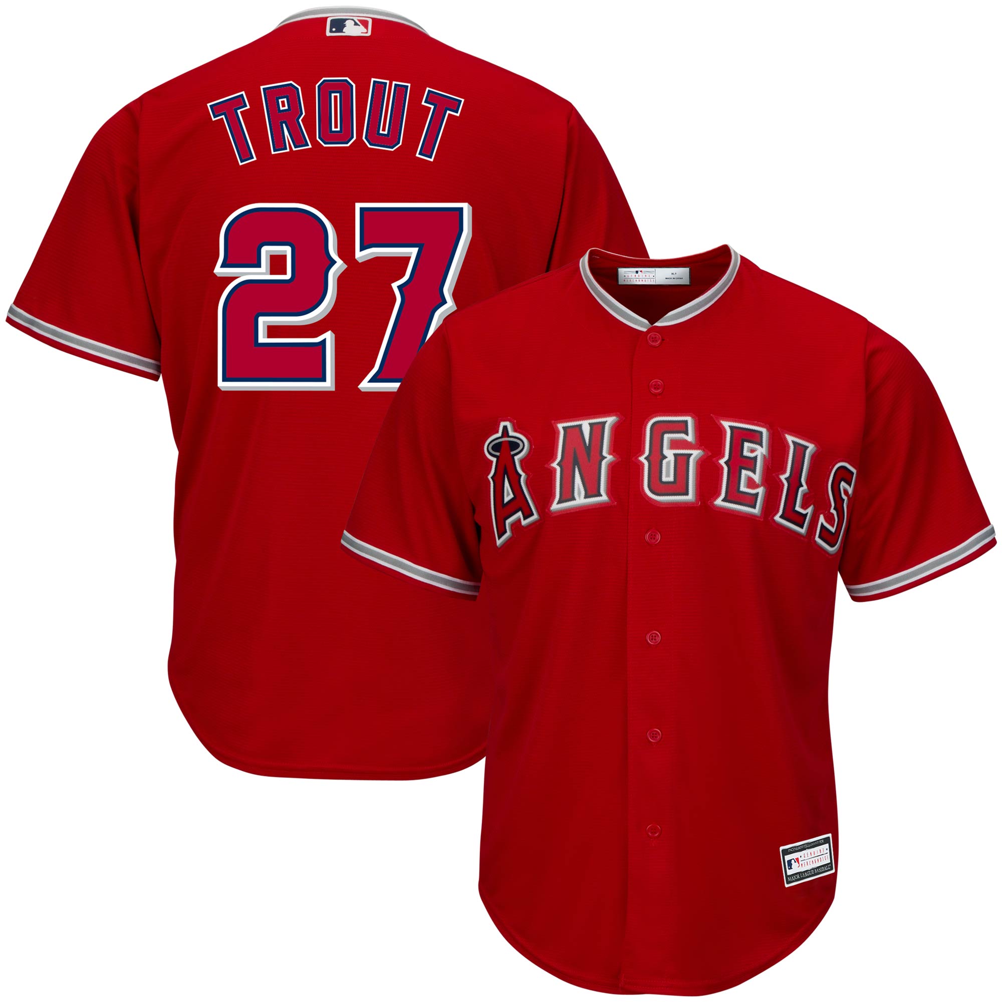 Alternative view of Mike Trout Los Angeles Angels Big & Tall Replica Player Jersey – Red