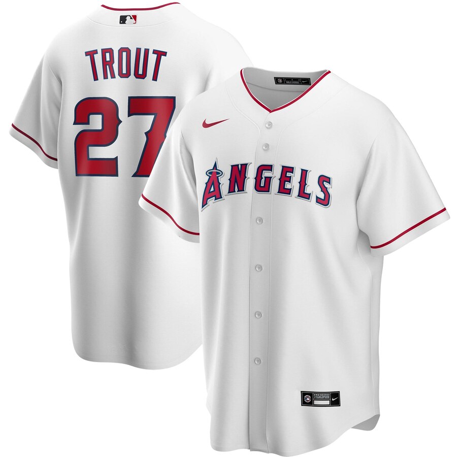 Mike Trout Los Angeles Angels Home 2020 Replica Player Jersey ÃƒÂ¢Ã¢â€šÂ¬Ã¢â‚¬Å“ White