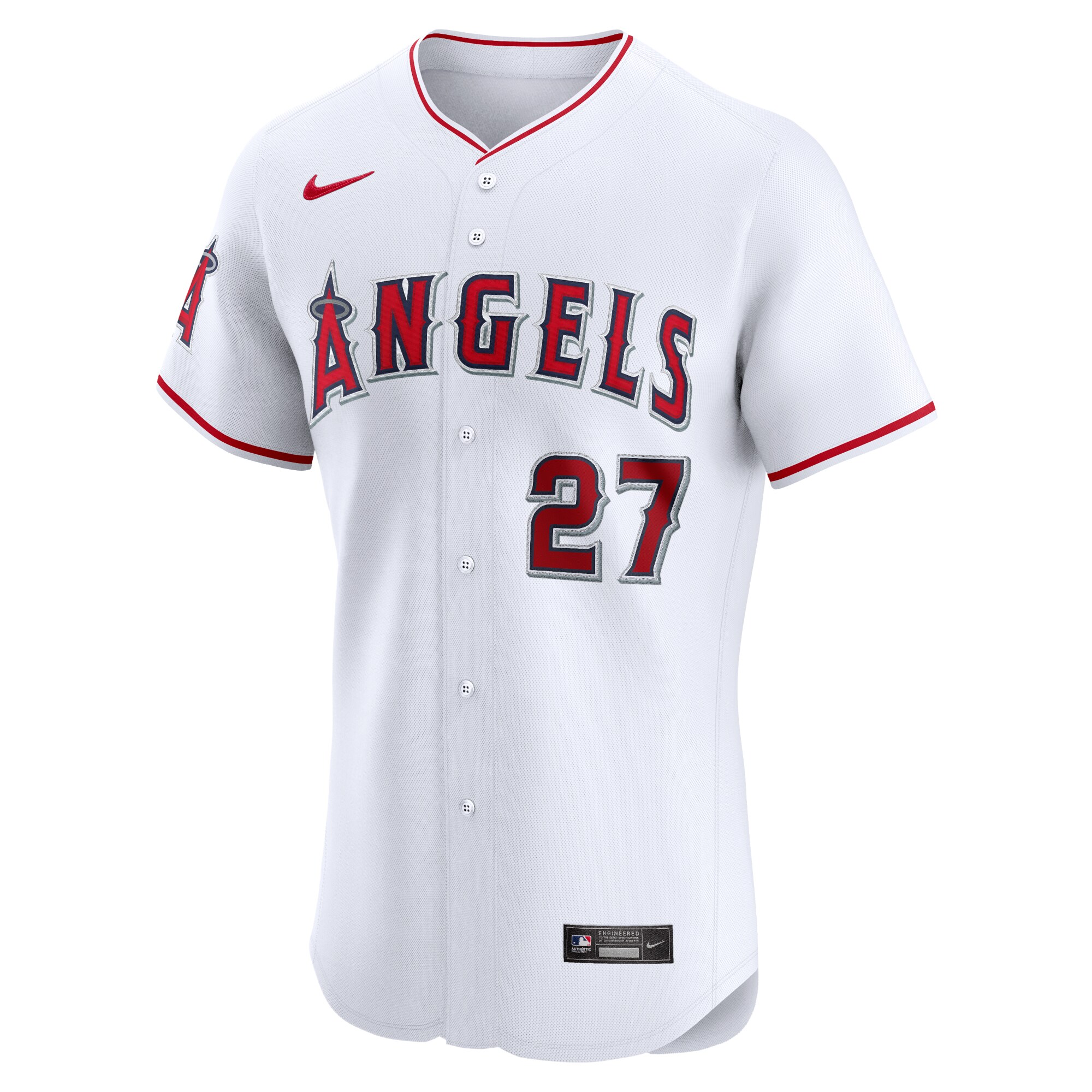 Alternative view of Mike Trout Los Angeles Angels Home Elite Player Jersey - White