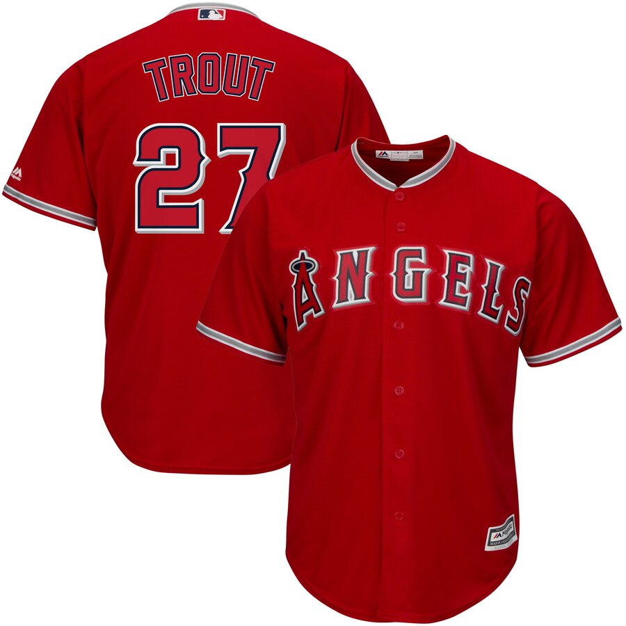 Mike Trout Los Angeles Angels Majestic Alternate Big And Tall Cool Base Player Jersey - Scarlet