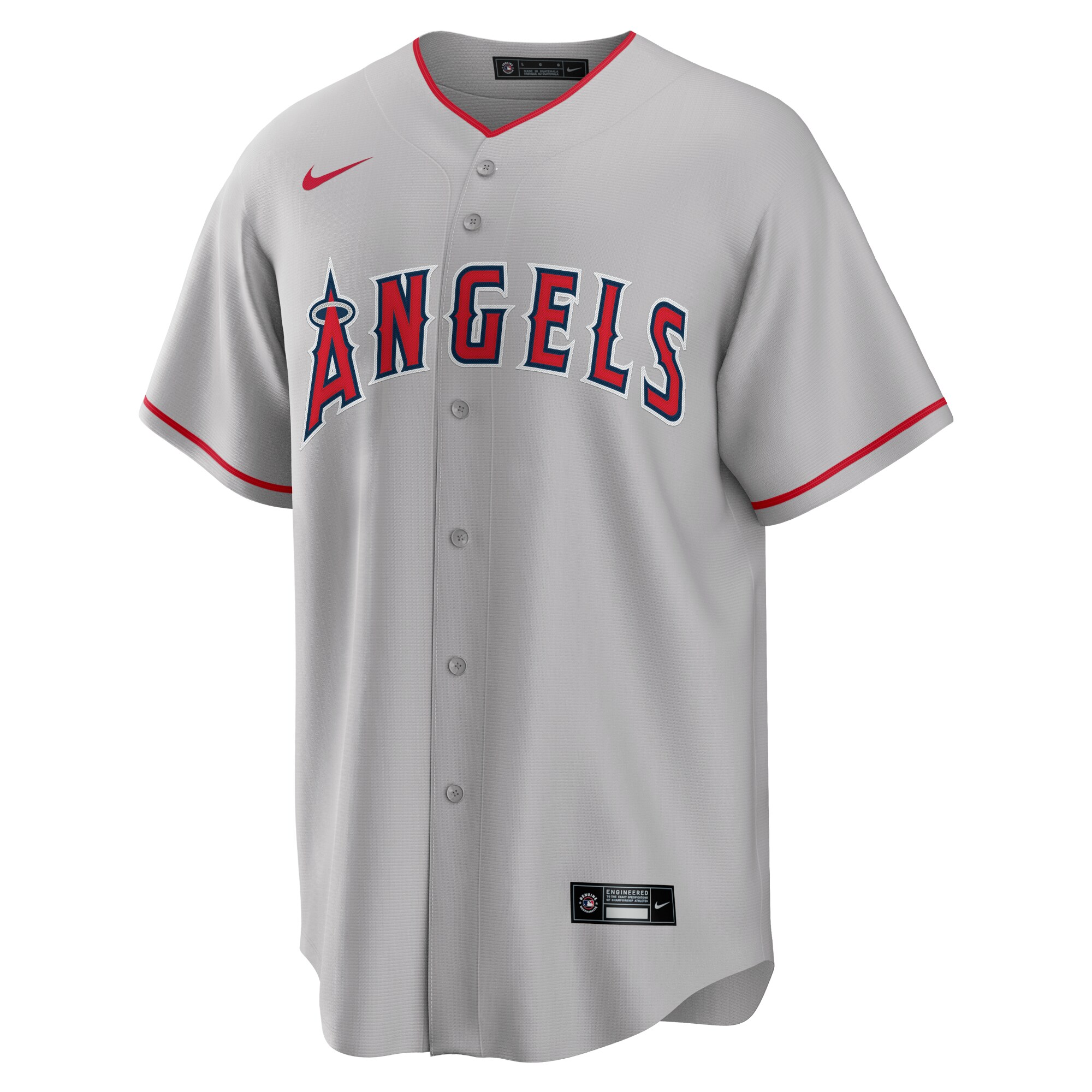 Alternative view of Mike Trout Los Angeles Angels Road Replica Player Name Jersey - Silver