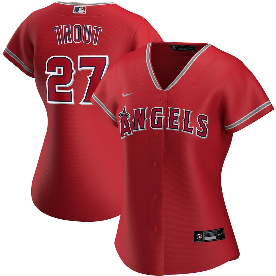 Mike Trout Los Angeles Angels Women's Alternate 2020 Replica Player Jersey ÃƒÂ¢Ã¢â€šÂ¬Ã¢â‚¬Å“ Red