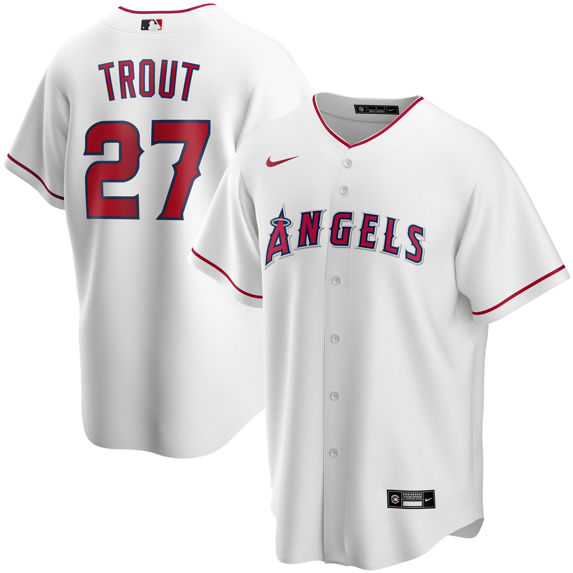 Alternative view of Mike Trout Los Angeles Angels Youth Alternate Replica Player Jersey – White