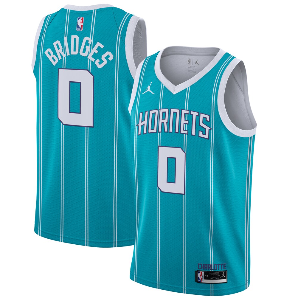 Miles Bridges Charlotte Hornets Jordan Brand 2020/21 Swingman Jersey Teal - Icon Edition