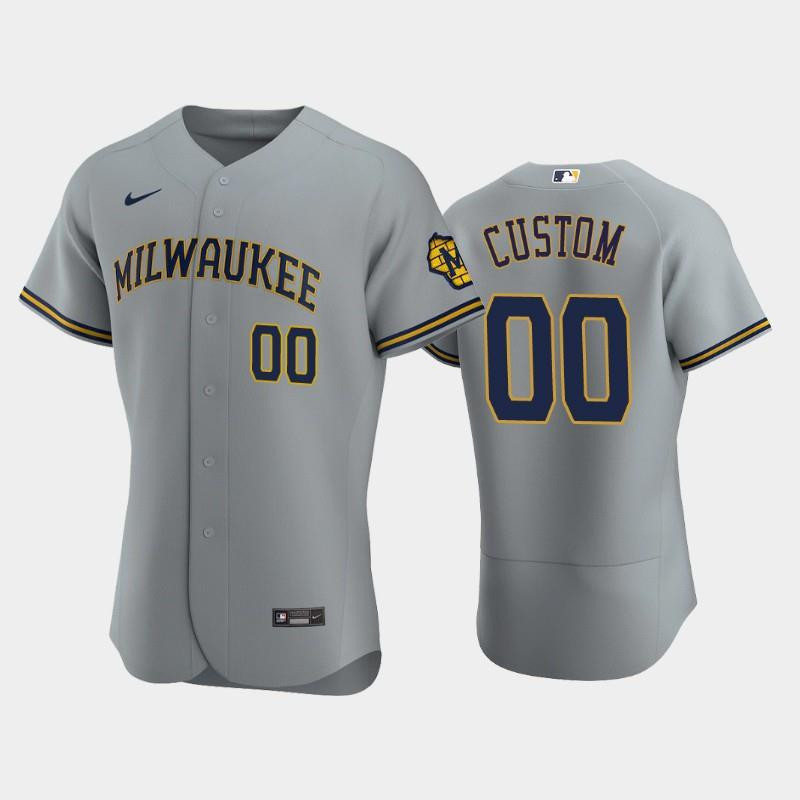 Milwaukee Brewers 00 Custom Road Team Gray Jersey Jersey 
