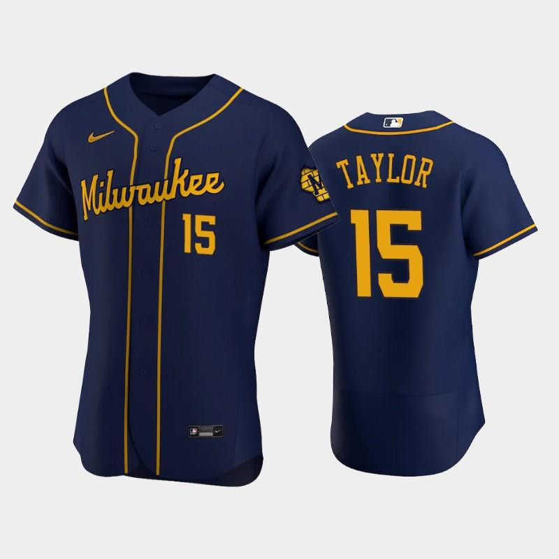 Milwaukee Brewers 15 Tyrone Taylor Alternate Team Navy Jersey Jersey 