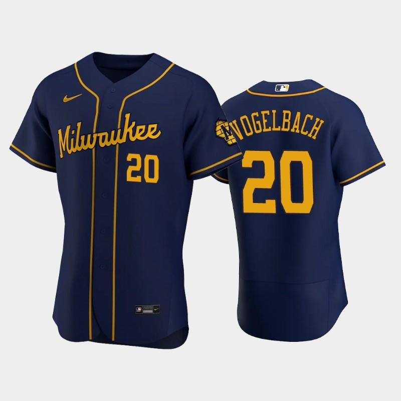 Milwaukee Brewers 20 Daniel Vogelbach Alternate Team Navy Jersey Jersey 